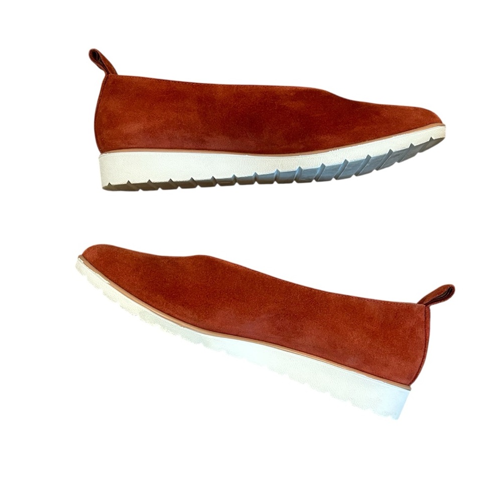 Eileen Fisher Rust Brick Wedge Ballet Suede Loafers Flats 8 - Picture 5 of 9